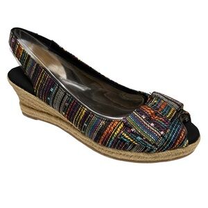 Naturalizer Black Multi Boyer Espadrille Wedges Size 11